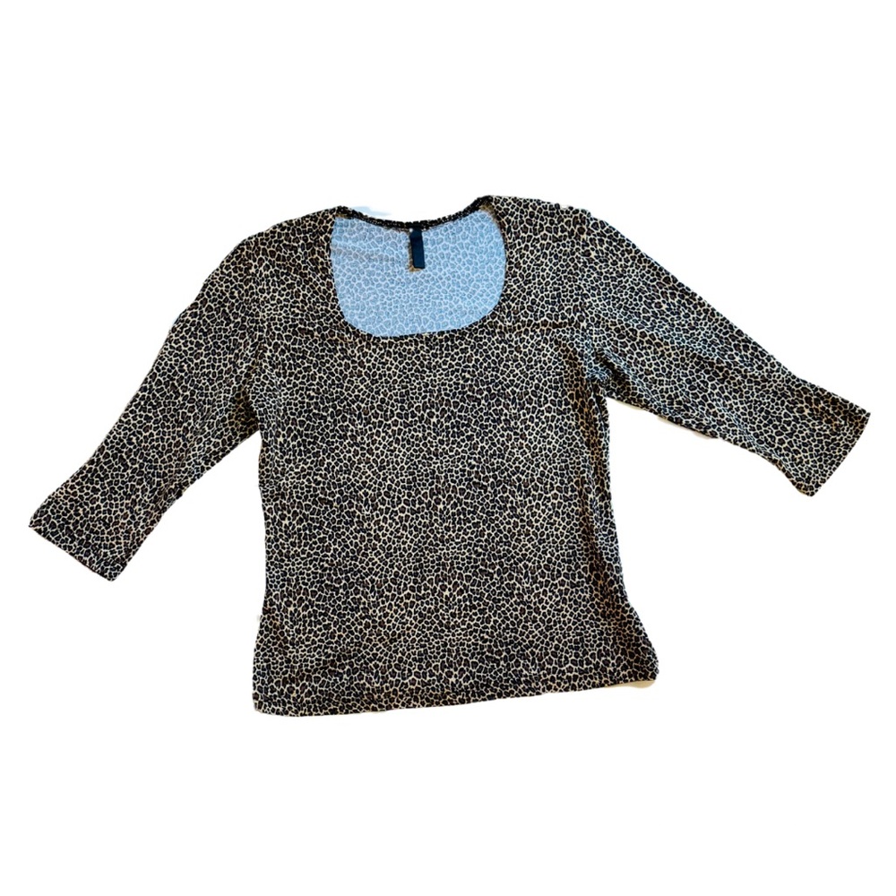 Leopard Print Women's Blouse 3/4 Sleeve Large